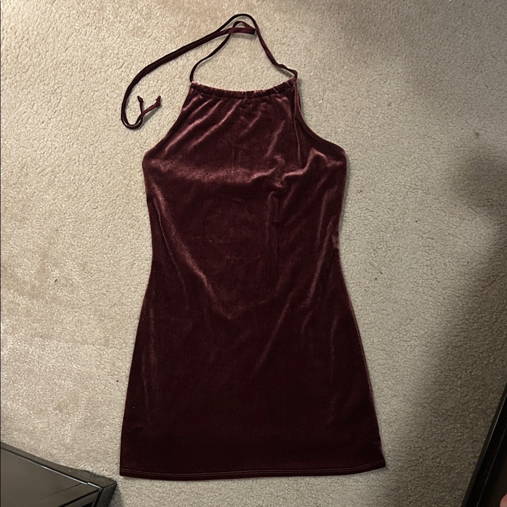 Wild Fable Velvet Burgundy Mini Dress